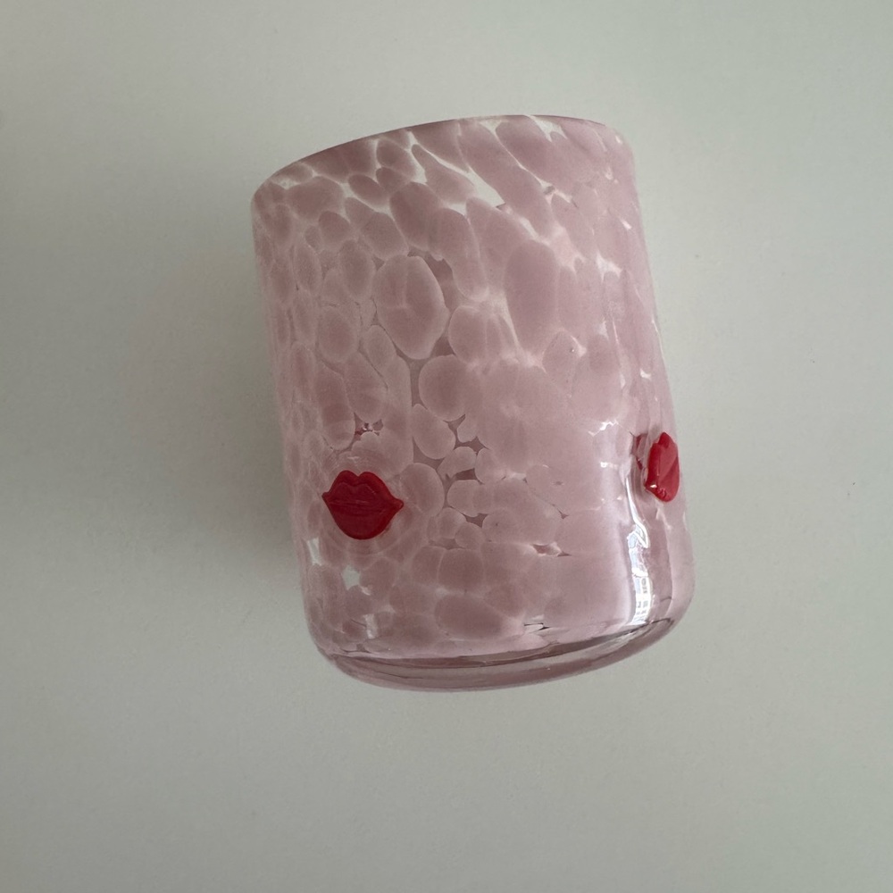 Anthropologie Valentine’s Day Icon Juice Glass Pink Lips